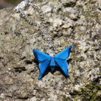 Bright Blue Origami Butterfly Pendant