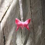 Bright Pink Origami Butterfly Pendant
